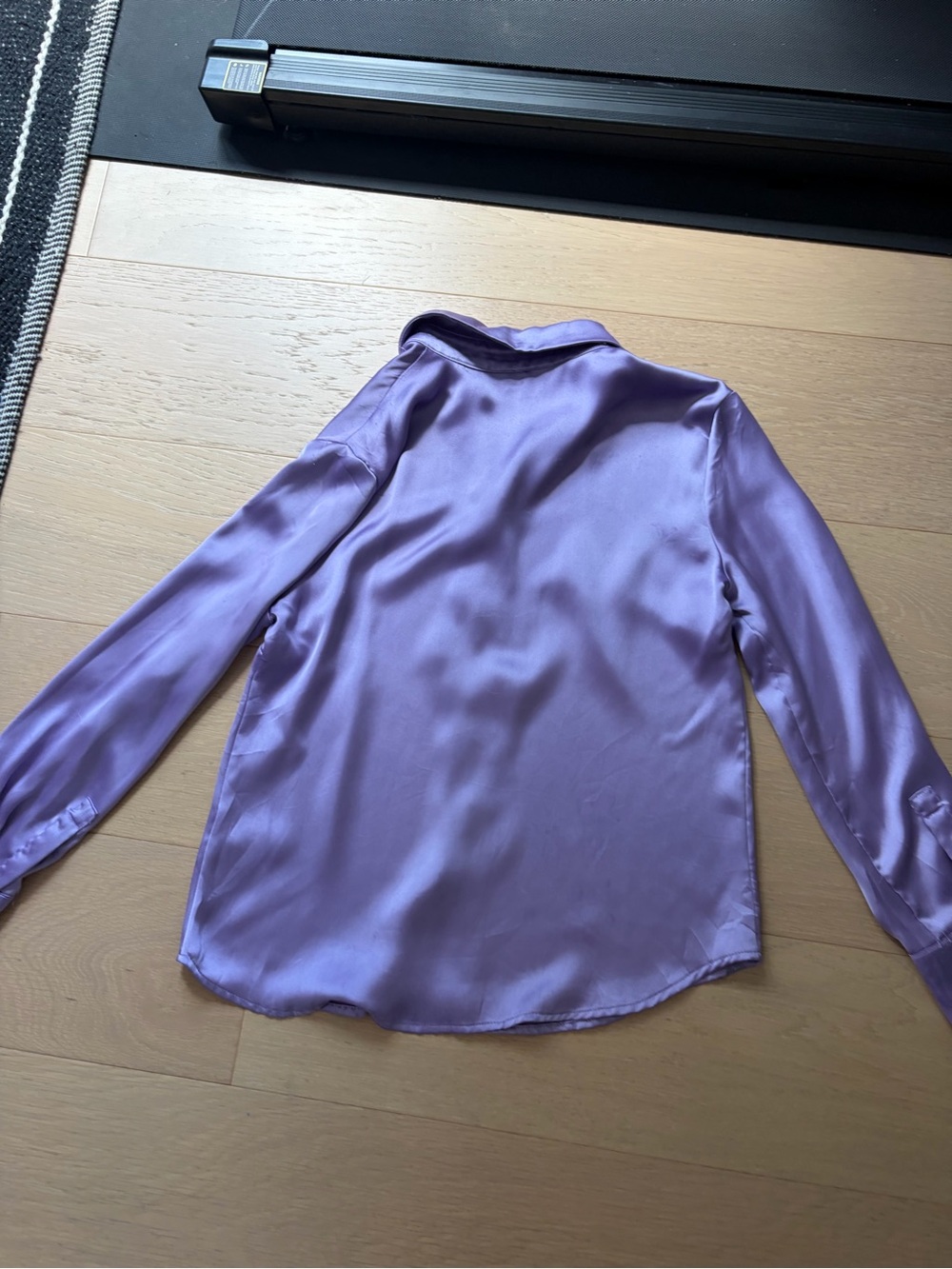 Dynamite Satin Button-Up Blouse - Lavender - Picture 2 of 2